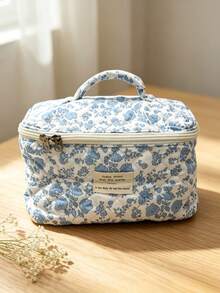 1 Piece Bow Large Capacity Portable Cosmetic Bag Simple Style Multifunctional Cosmetic Bag Cosmetic Storage Bag Travel Cosmetic Bag Beauty Makeup Tools Storage Bag Cosmetic Bag Women's Gift Travel Essentials - Blue - View 13