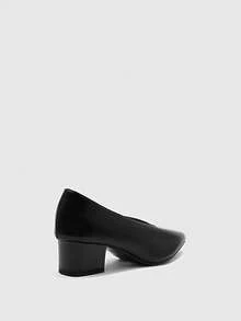 CUCCOO BIZCHIC Pointed Thick-Heeled Women's Shoes, Retro Elegant Shallow Pointed High Heels, Suitable For Business Commuting - Black - View 6