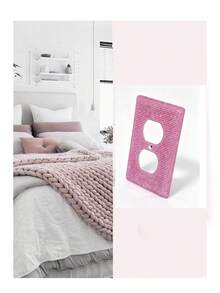 1 Piece Wall Plate Outlet Covers, Plug Covers For Electrical Outlets, Rhinestones Bling Decorative Light Switch Cover Plate For Bedroom Accessories Home Decor, Stickers, Wall Decal, Vinyl Decal For Home - pink - View 4