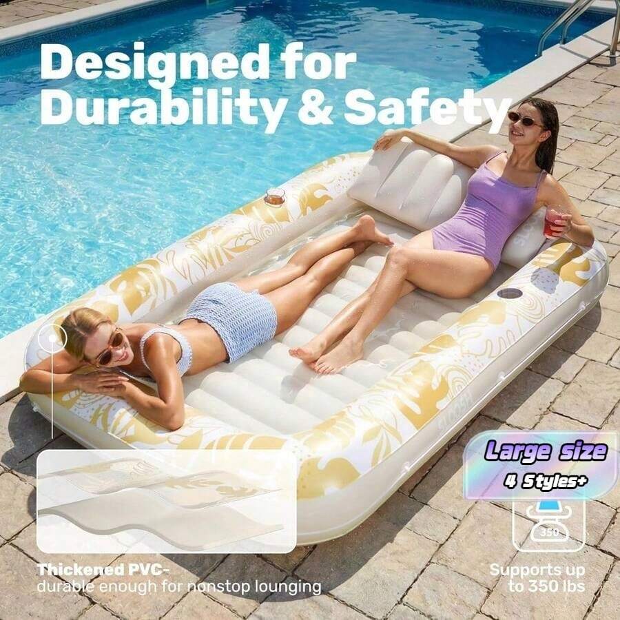 Inflatable Tanning Pool Lounge Chair, Adult Sunbathing Bathtub Pool Float, Inflatable Lounge Chair For Pool Sunbathing, Adult Tanning Bed Float - C - View 1
