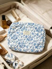 1 Piece Bow Large Capacity Portable Cosmetic Bag Simple Style Multifunctional Cosmetic Bag Cosmetic Storage Bag Travel Cosmetic Bag Beauty Makeup Tools Storage Bag Cosmetic Bag Women's Gift Travel Essentials - Blue - View 15