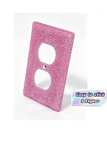 1 Piece Wall Plate Outlet Covers, Plug Covers For Electrical Outlets, Rhinestones Bling Decorative Light Switch Cover Plate For Bedroom Accessories Home Decor, Stickers, Wall Decal, Vinyl Decal For Home - pink - View 1