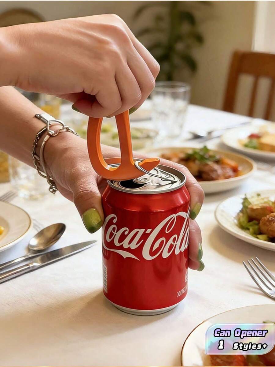 Durable Plastic Can Opener With Ergonomic Easy-Grip Handle, Rustproof Portable Camping Picnic BBQ Tool, Reliable Kitchen Gadget For Home Restaurant, Smooth Cutting Mechanism, Versatile Bottle Opener, Great Christmas Gift For Cooks - Orange - View 1