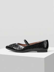 Mnmlis Black Sequined Pointed With Mary Jane Shoes - Black 9 - View 5