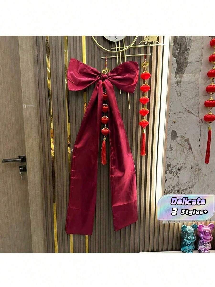 1pc Oversized Bow Ribbon, Writable Design, Suitable For Door And Wall Decor, Wedding Car, Bridal Party, Streamer Party Backdrop, Church Pew, Theme Party, Birthday, Romantic Scene Decoration - Multicolor - View 1