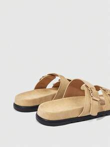HighSole Women's Casual Buckle Design Flat Sandals For Daily Wear Summer - Beige - View 5