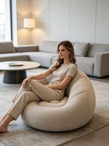 Inflatable Sofa, Inflatable Camping Chair, Inflatable Slouchy Sofa, Inflatable Chair, Folding Portable Inflatable Chair, Living Room, Bedroom, Reading Room Inflatable Sofa, Suitable For Bedroom, Balcony, Outdoor Camping, Easy Storage Portable - multicolor - View 5
