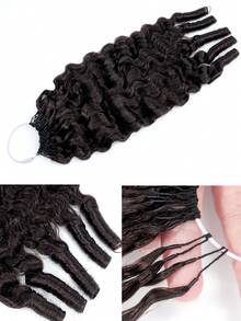 Boho Braids Brumese Curly 60g 50 Strands Human Crochet Hair For Women 14-22 Inch Burmese Curly Bundles 100% Remy Human Hair Pre-Separated Invisible Miracle Knots Feather Crochet Human Hair Boho Extensions Dark Brown 2# - S2 - View 3