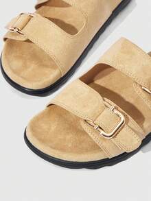 HighSole Women's Casual Buckle Design Flat Sandals For Daily Wear Summer - Beige - View 4