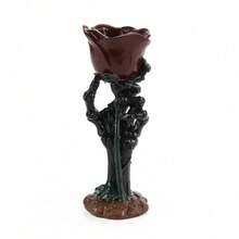 Skeleton Hand Holding A Rose Candle Holder, Decor Piece For Home And Living Room, Dark Style, Romantic Atmosphere Decoration - A - View 8