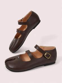CUCCOO DOLLMOD Women's All-Season Brown Soft Leather Round Toe Mary Jane Shoes With Single Strap Buckle, Vintage Style, Versatile For Daily Wear, Outings And Commuting - Coffee Brown - View 3