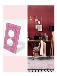 1 Piece Wall Plate Outlet Covers, Plug Covers For Electrical Outlets, Rhinestones Bling Decorative Light Switch Cover Plate For Bedroom Accessories Home Decor, Stickers, Wall Decal, Vinyl Decal For Home - pink - View 3