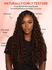Boho Braids Brumese Curly 60g 50股女性用人髮鉤編髮 14-22英吋 100% Remy人髮 預分束隱形奇蹟結羽毛鉤編髮 波希米亞接髮 巧克力棕 4# - S4 - 查看 12