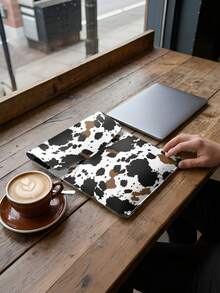 1PC Faux Leather Cow Print Envelope Style Tablet Sleeve Pouch Durable Lightweight Protective Storage Holder For 13 Inch Tablet Books Documents Files Portable Carry Case For Office Business Travel Daily Use - Single Piece - View 4