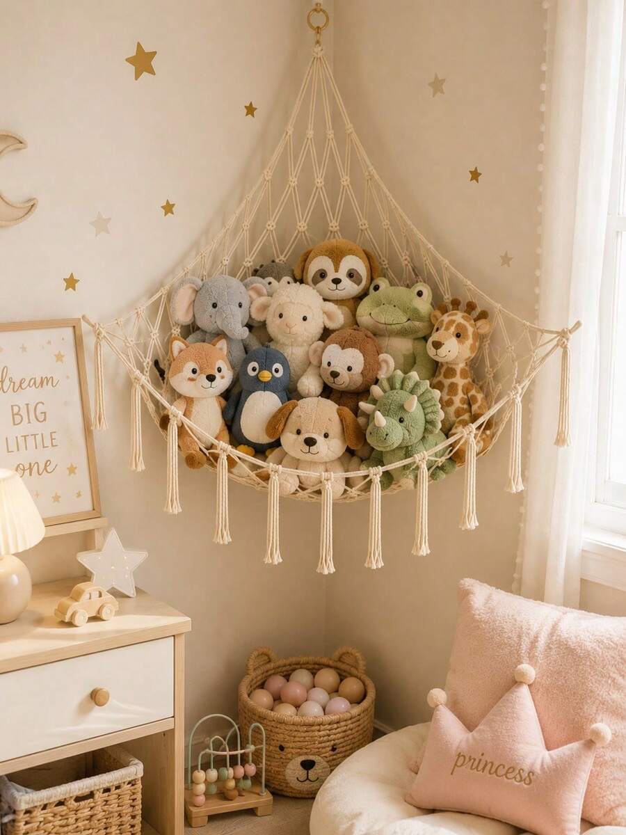 Woven Stuffed Animal Hammock For Baby Room, Hanging Plush Storage Net Finishing Rack, Suitable For Baby Room And Children's Room - Multicolor - View 1