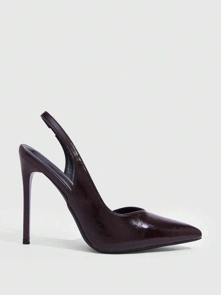 CUCCOO SZL New Pointed Stiletto, Brown Back Strap, Empty Women's High-Heeled Shoes, Fashionable And Sexy Elegant, Simple, Suitable For Banquets, Party Fall Shoes - Horse oil brown 4 #. - View 1