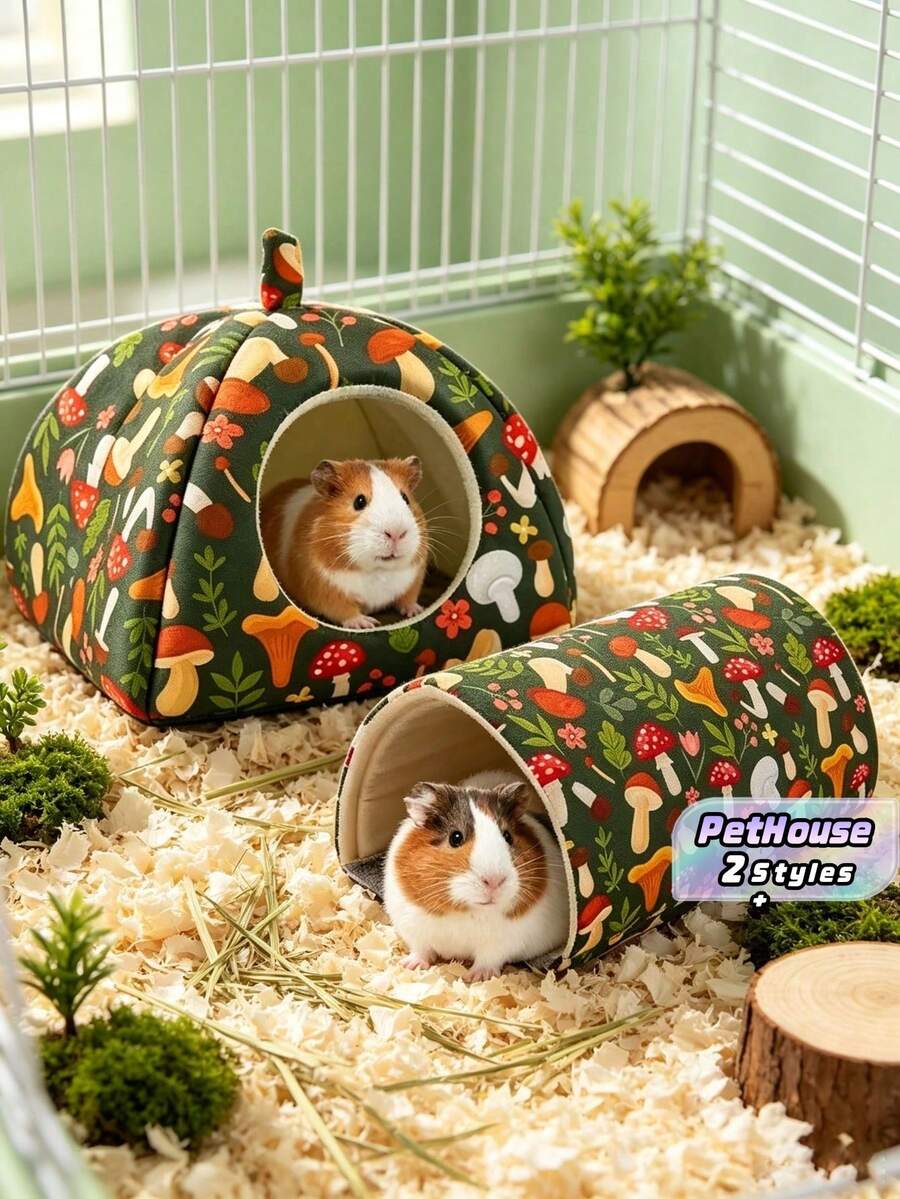 Rumah Pelarian Guinea Pig, Tempat Tidur Terowongan Hewan Peliharaan yang Lembut dan Nyaman untuk Semua Musim, Cocok untuk Hewan Peliharaan Kecil seperti Hamster, Guinea Pig, Landak, Kelinci, dll. - Beraneka warna - View 1