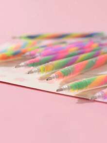 12pcs/18pcs/24pcs Colorful Spiral Neutral Pens, Random Color Styles, Dreamy Graffiti Rainbow Pens, Multi-Color In One Stroke, Student-Specific Colorful Greeting Card Pens - multicolor - View 5