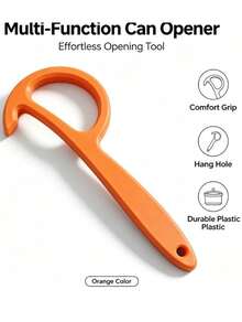 Durable Plastic Can Opener With Ergonomic Easy-Grip Handle, Rustproof Portable Camping Picnic BBQ Tool, Reliable Kitchen Gadget For Home Restaurant, Smooth Cutting Mechanism, Versatile Bottle Opener, Great Christmas Gift For Cooks - Orange - View 4