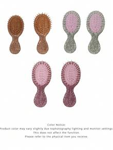 1pc Portable Luxury Rhinestone Mini Air Cushion Hair Brush, Scalp Massage Comb, Anti-Static Smooth Styling Brush, Makeup & Hairstyling Tool For Home And Travel - Multicolor - View 7