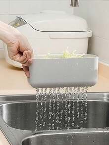 1pc Kitchen Sink Drain Basket, Sink Hanger,Multi-Functional Card Slot Kitchen Sink Strainer, Food And Vegetable Wash And Drain Basket Christmas For Holiday Gift Giving, Kitchen - Grey - View 2