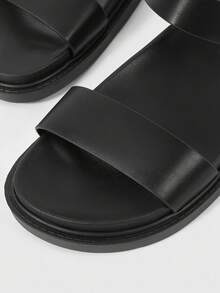 HighSole 女式夏季2025新款厚底凉鞋，平底运动凉鞋 - 黑色 - 查看 7