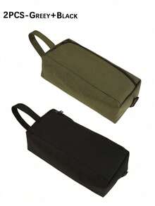 1/2PCS Canvas Pencil Case With Handle, Large Capacity Pen Pouch Bag With Zipper, Portable Stationery Organizer For School Office College Students, Multi-Color Available - multicolor - View 11