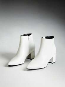 SHUZIA Stylish Versatile Casual Minimalist High Heel Ankle Boots - Beige - View 4