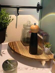 1 件仿古木制角架，用作厨房、咖啡吧、农舍装饰、浴室、餐厅的展示架，用于展示或存放小物品 - 卡其色 - 查看 6