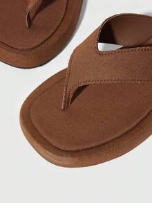 HighSole Spring And Summer New Wide Version Design Open Toe Thick Bottom Heightening Minimalist Sandals - Denim Brown - View 8