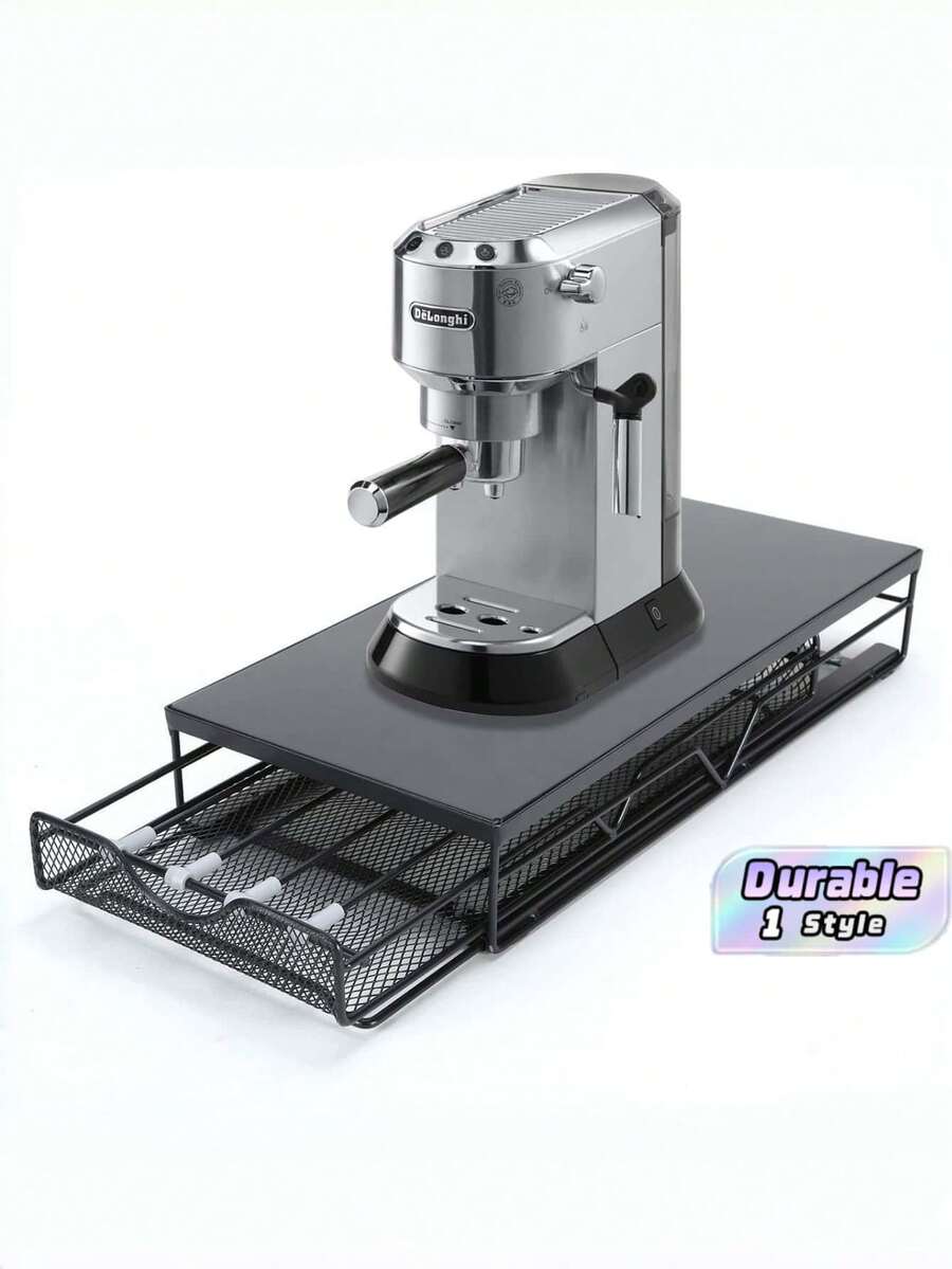 1件裝 Basics 咖啡膠囊收納盒,附1個抽屜,黑色,適用於咖啡店、廚房、宿舍,用於整理咖啡膠囊 - 純黑 - 查看 1
