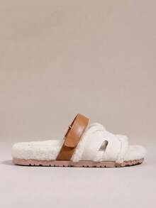 HighSole 女士时尚百搭平底凉鞋，夏季新风格 - 米色 - 查看 2