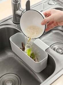 1pc Kitchen Sink Drain Basket, Sink Hanger,Multi-Functional Card Slot Kitchen Sink Strainer, Food And Vegetable Wash And Drain Basket Christmas For Holiday Gift Giving, Kitchen - Grey - View 1
