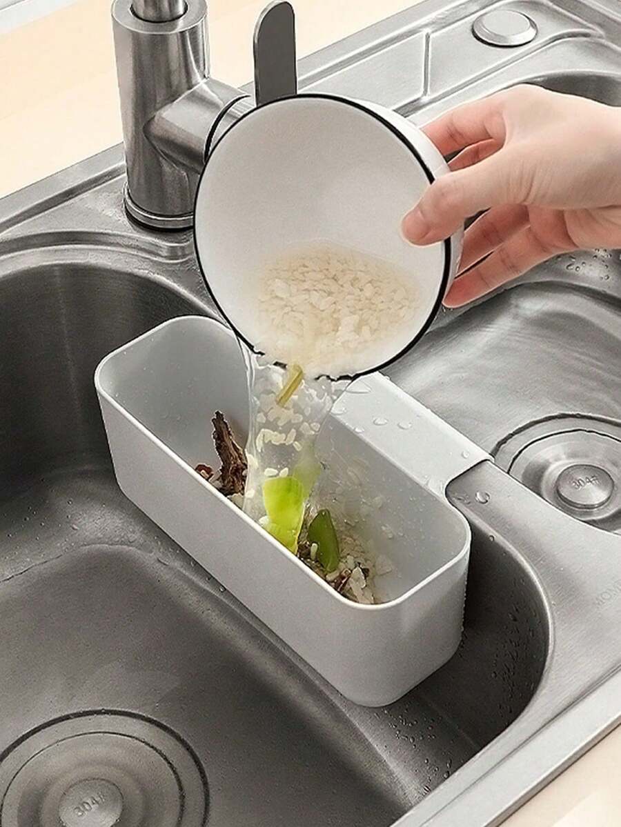 1pc Kitchen Sink Drain Basket, Sink Hanger,Multi-Functional Card Slot Kitchen Sink Strainer, Food And Vegetable Wash And Drain Basket Christmas For Holiday Gift Giving, Kitchen - Grey - View 1