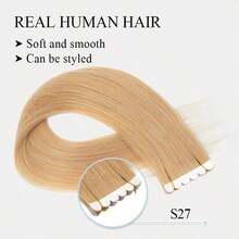 16Inch 40G Mini Six-LobeTape-In Hair Extensions,Tape In Hair Extensions 10pcs/Pack,Real Human Hair,Invisible Skin Weft,Natural Blend Comfortable Wear Less Visible,Instant Volume & Length,Natural Look,Easy Application,Women,Halloween Cosplay - Multicolor - View 23