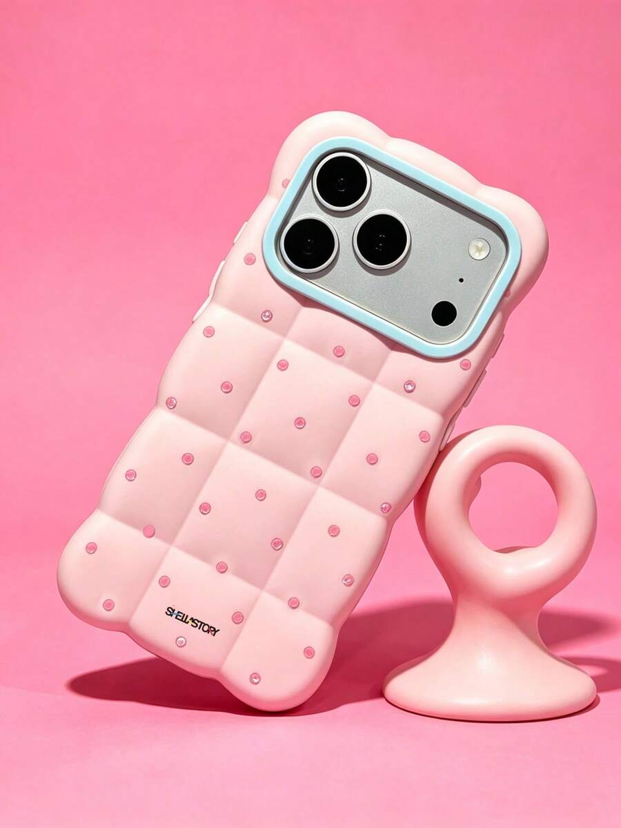 ShellaStory Y2K Stylish Macaron Colored Polka Dot Cloud Phone Case Compatible With IPhone 18 Pro Max 17 Pro Max 17 Pro 17 16 Pro Max 16 Pro 16 15 Pro Max 15 Pro 14 Pro Max 14 Pro 13 Simple Candy Color Shockproof Protective Back Cover - Pink - View 1