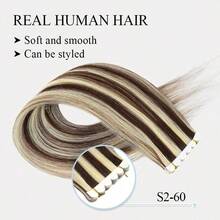16Inch 40G Mini Six-LobeTape-In Hair Extensions,Tape In Hair Extensions 10pcs/Pack,Real Human Hair,Invisible Skin Weft,Natural Blend Comfortable Wear Less Visible,Instant Volume & Length,Natural Look,Easy Application,Women,Halloween Cosplay - Multicolor - View 26