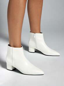 SHUZIA Stylish Versatile Casual Minimalist High Heel Ankle Boots - Beige - View 6
