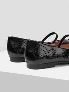 Mnmlis Black Sequined Pointed With Mary Jane Shoes - Black 9 - View 4