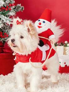 PETSIN 1PC Large Dog Clothes, Cat Pet Supplies, Riding Gear, Santa Suit, Dog Costumes, Funny Cat Outfits, Halloween Transformation Costumes - Red - View 8