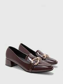 CUCCOO BIZCHIC Ladies Buckle Is Suitable For Daily Wear And Casual Commuting Square Toe High-Heeled Shoes. - Coffee - View 7