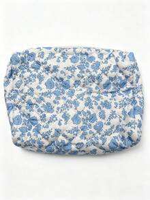 1 Piece Bow Large Capacity Portable Cosmetic Bag Simple Style Multifunctional Cosmetic Bag Cosmetic Storage Bag Travel Cosmetic Bag Beauty Makeup Tools Storage Bag Cosmetic Bag Women's Gift Travel Essentials - Blue - View 8