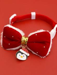PETSIN 1PC Christmas Cartoon Pet Collar, Silent Plush Bowknot Necklace, Cute Red Decor Accessory For Cats & Dogs - Multicolor - View 11