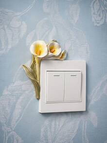 Cirelle 1Pc Resin Floral Light Switch Plate Cover, 3D Embossed Hand‑Painted Flower Socket Wall Sticker, Decorative Anti‑Dirt Switch Frame Border For Wall Outlet, Hydrangea Rose Calla Lily Ornament, Wall Decoration For Room Vanity Entryway Home Decor - multicolor - View 4