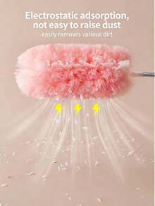 1pc Multifunctional 360 Double-Sided Static Dusting Feather Duster, Retractable Cleaning Tool - Pink - View 4
