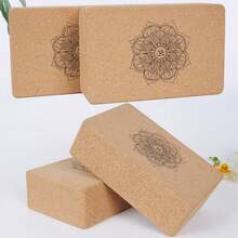 2pcs/1pc Natural Cork Yoga Block, Cork Massage Ball, High-Density Non-Slip Mandala Print Yoga Block, Sturdy Support Yoga Accessory, Suitable For Beginners, Pilates, Dance Stretching, Leg Splitting, Meditation And Home Fitness Training - Multicolor - View 2