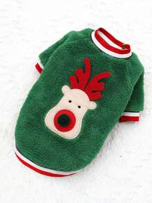 PETSIN 1PC Christmas Deer‑Face Pet Outfit, Warm Autumn Winter Clothing For Cats & Dogs, Fit For French Bulldog, Teddy, Bichon - Multicolor - View 8