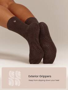 GLOWMODE Make A Move Grip Scrunch Crew Socks - Coffee Brown - View 2
