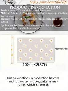 1 Roll Daisy Design Waterproof Cabinet Shelf Liner Easy Clean Oil Proof Anti Slip Durable Plastic Mat Cuttable For Kitchen Fridge Table Drawer Organizer Floral Pattern Home Storage - Multicolor - View 2