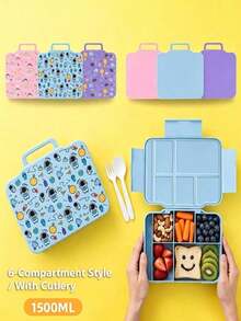 1 Piece Practical Portable Lunch Box , Multi-Section Bento Box With Large Capacity And Tableware Tools, Food Storage Container, Daily Use, Ideal Graduation Gift, New Year'S Gift, Essential - Multicolor - View 3